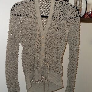 Crochet Knit Cardigan Sweater